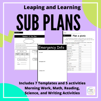 Preview of Substitute Plans (Editable Templates and Activities) 