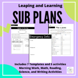 Substitute Plans (Editable Templates and Activities) 