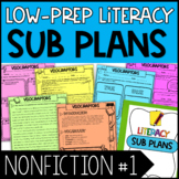 Substitute Plans - Literacy Emergency Sub Plans: Nonfiction Set 1
