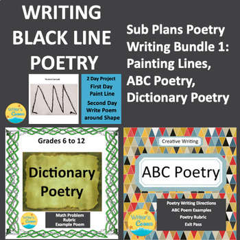 Preview of Sub Plans Poetry Writing Bundle 1 - Painting Lines  ABC Poems  Dictionary Poem