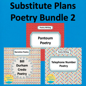 Preview of Sub Plans Poetry Writing Bundle 2 - Pantoum - Telephone Number  -  Bill Durham