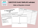 Substitute Plans Template (editable)