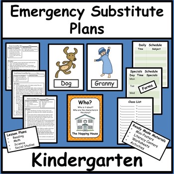 Preview of Emergency Substitute Lesson Plans for Kindergarten