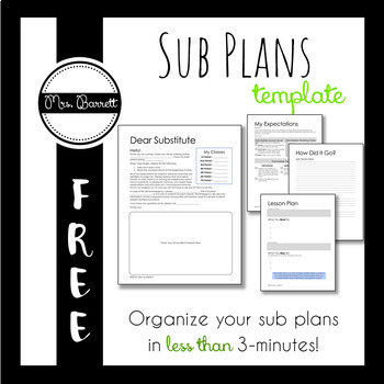 Preview of Sub Plans Template (Editable!)