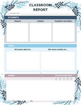 Preview of Substitute Report Form- Winter