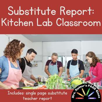 Preview of Substitute Report Form for Kitchen Lab/Cooking Classroom - 3 versions