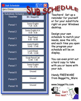 Preview of Substitute Schedule