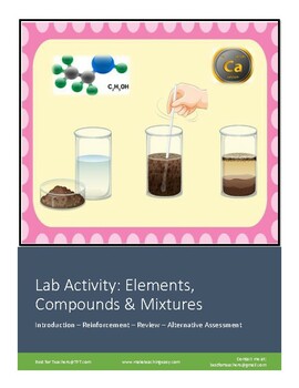 Preview of Substitute Science Lesson: Elements, Compounds & Mixtures Activity & Worksheet
