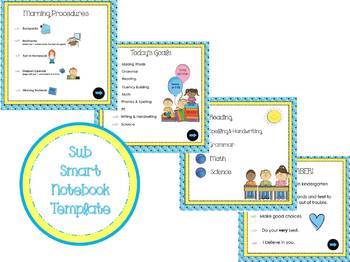 Preview of Substitute Smart Notebook Template  - Images of Procedures for Sub