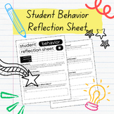 Substitute Student Behavior Reflection Sheet-Printable