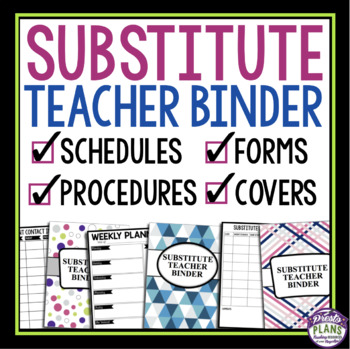 Preview of Substitute Teacher Binder - Forms, Templates, and Resources for Supply Teachers