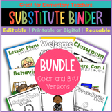 Substitute Teacher Binder BUNDLE - Color and B&W