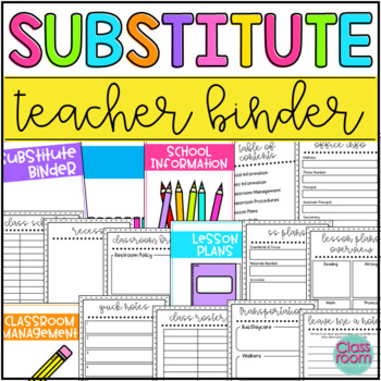 Preview of Substitute Teacher Binder {Editable}