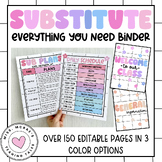 Substitute Binder | Editable Supply Binder | Sub Plan Teac