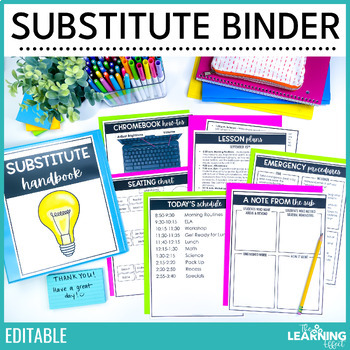 Preview of Substitute Teacher Binder Templates Editable | Print and Digital Sub Tub Pages