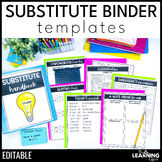 Substitute Teacher Binder Templates Editable | Print and D