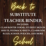 Substitute Teacher Binder Templates for Middle and High Sc