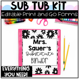 Substitute Teacher Binder Tub Kit with Editable Forms and 