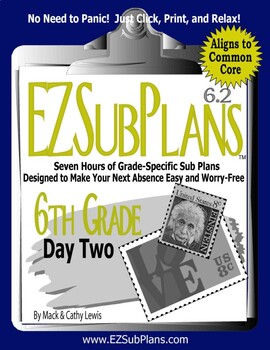 Preview of Substitute Teacher Emergency Absence Plans EZSubPlans Grade 6 Day 2
