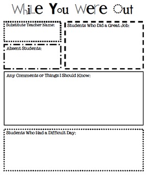 Substitute Teacher Form-While You Were 