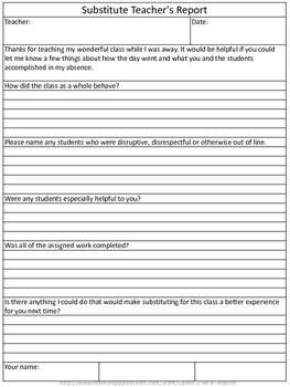 Substitute Teacher Forms by Called 2 Be A Teacher | TpT