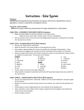 solar system unit plan