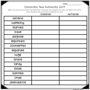 Synonyms Lesson Plan – Simply Skilled Teaching