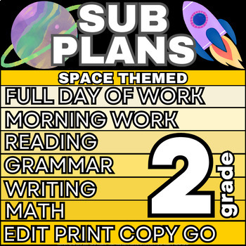 Preview of 2nd Grade EDITABLE Substitute Teacher Plans Full Day No Prep Outer Space Theme