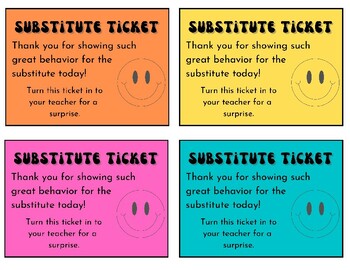 Preview of Substitute Ticket | Ticket for Good Behavior