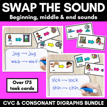 Preview of Phonemic Awareness Task Cards | Swap the Sound BUNDLE