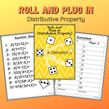 Preview of Substituting Variables Activity: (Distributive Property) 4th/5th/6th Grade Math