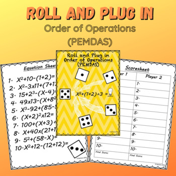Preview of Substituting Variables Activity: (Order of Operations/PEMDAS) 5th/6th Grade Math