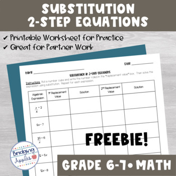Preview of Substitution in 2-Step Expressions Practice Worksheet | FREE