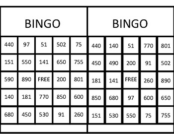 Subtract 10 Bingo By The Real Miss Nelson 