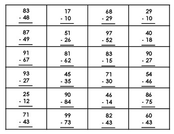 Subtract 2 digit from 2 digit by Ashley Stoltz | TPT