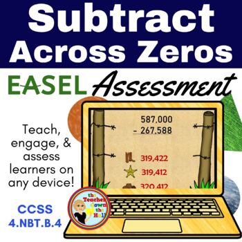 Preview of Subtract Across Zero Easel Assessment - Digital Subtraction Activity