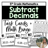 Subtract Decimals - 5th Grade Math Task Cards and Bingo Game
