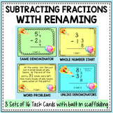 Subtracting Mixed Numbers with Regrouping | Fractions Word Problems Task Cards