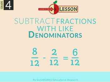 Preview of Subtract Fractions with Like Denominators