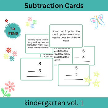 Preview of Subtract & Learn: Kindergarten Math Flashcards vol. 1