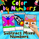 Subtract Mixed Numbers - Color by Numbers