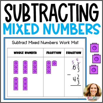 Preview of Subtract Mixed Numbers with Regrouping Work Mat and Worksheet - 4th Grade Math