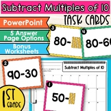 Subtract Multiples of 10 Task Cards for First Grade | 1st 