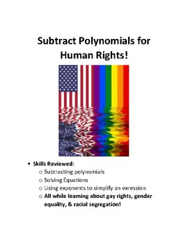 Preview of Subtract Polynomials for Human Rights (Gay, Race, & Gender Rights)