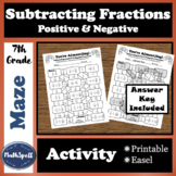 Subtracting Positive & Negative Fractions Maze | Easy to C