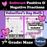 Subtract Positive & Negative Fractions Maze | Valentine Ma
