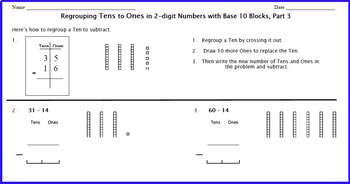 regrouping with base ten blocks