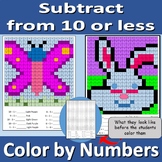 Subtract from 10 or less - color by numbers