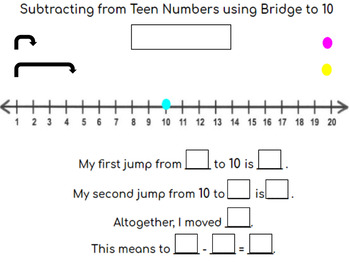 Preview of Subtract from Teen Numbers using Bridge Ten Strategy Interactive Resource
