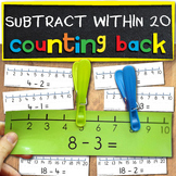 Subtract on a number line within 10 and 20: number fluency